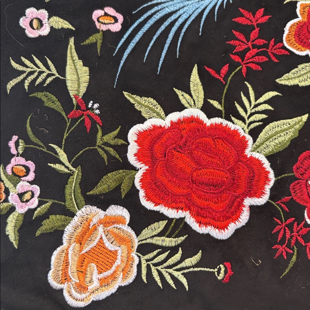 Forever 21 Black Mini Skirt with Multicolor Floral & Bird Embroidery - Picture 4 of 6